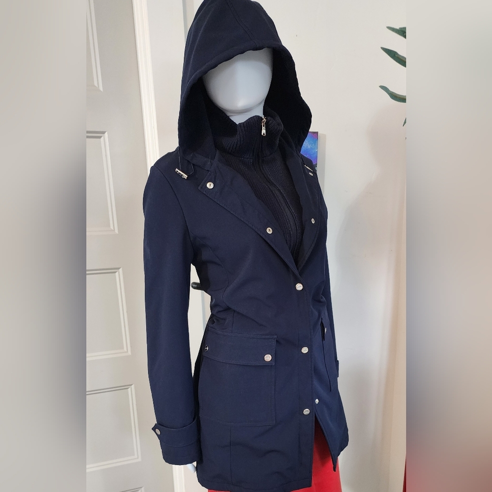 Ralph Lauren Navy Hooded Trench Coat